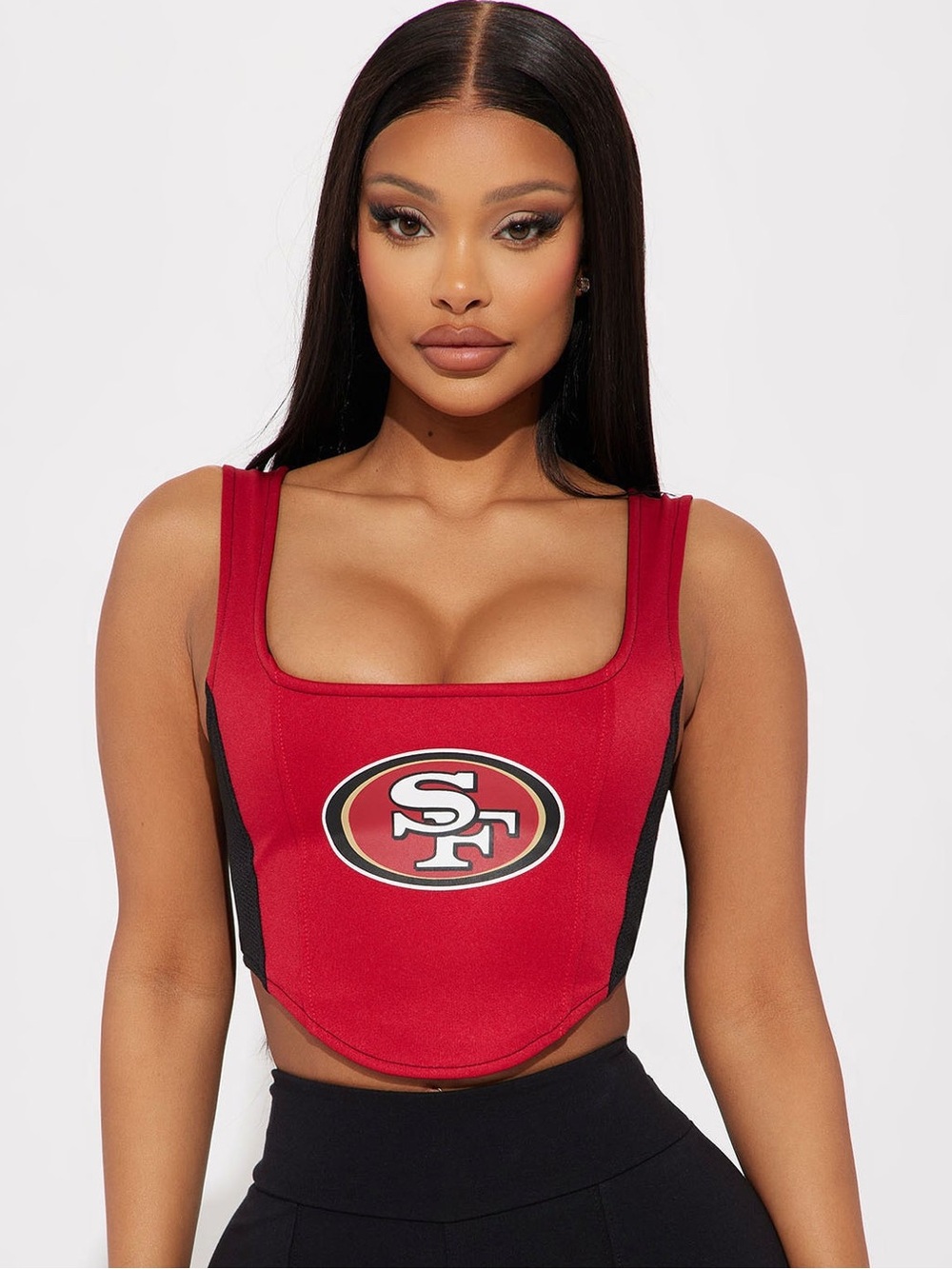 NWT San Francisco 49ers Red & Black Corset Crop Top~XS~NFL Team Apparel~$99